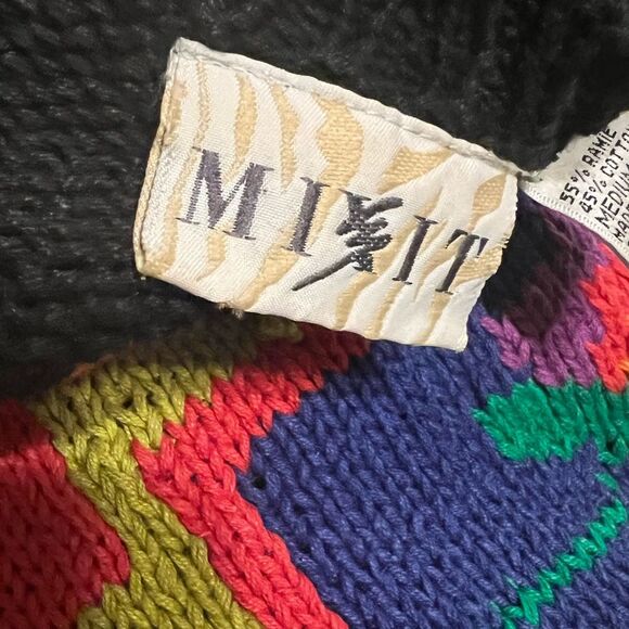 90’s Mixit Black Crew Neck Sweaters with colorful Artistic Designs Size M - Picture 2 of 11